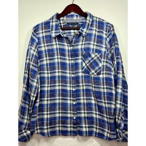 Tommy Hilfiger Women's Flannel Shirt Plaid Button‎ Up Long Sleeve Top Sz XL